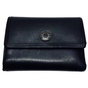 Coach Women's Black Leather Trifold Wallet Snap Front Medium Size Good Condition